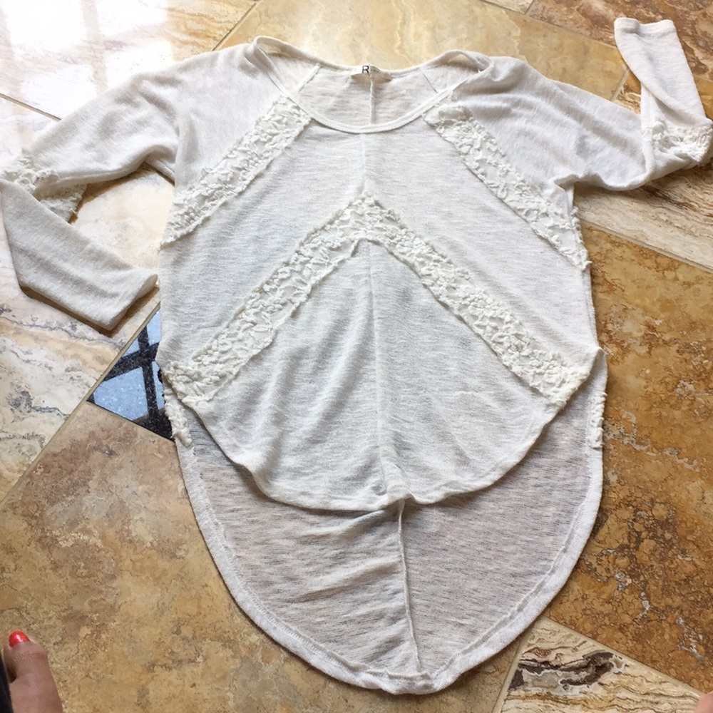 Rumors semi-sheer off white high low/rounded hems